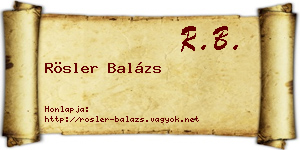 Rösler Balázs névjegykártya